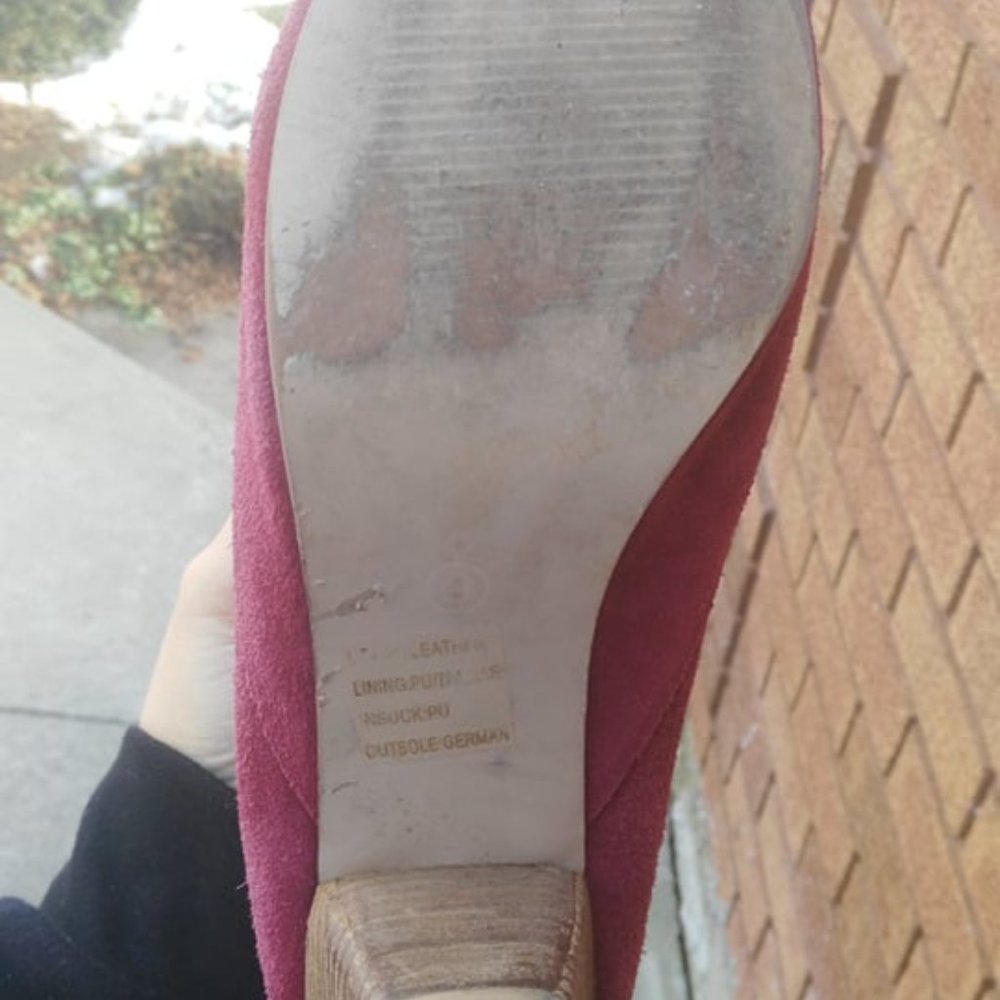 Suede Ankle Boots in Raspberry Red - Picture 8 of 8